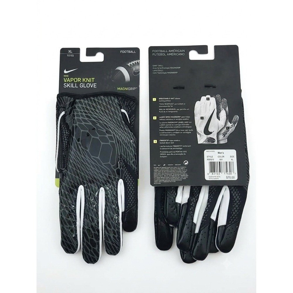 Nike Vapor Knit Skill Football Gloves Black Grey White PGF610-091 Mens XL NEW